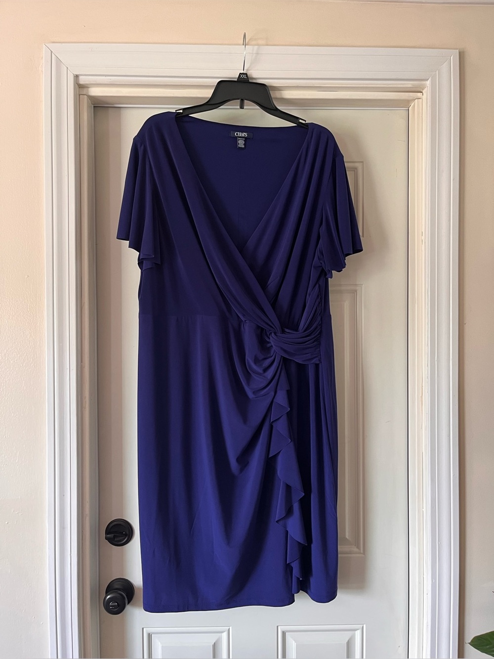 Chaps Royal Blue Faux Wrap Dress in Size 20W! Super flattering knot waist! - Picture 4 of 14
